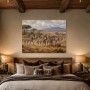 Zebraherde in der Savanne, Leinwand und Kunstdruck