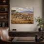 Zebraherde in der Savanne, Leinwand und Kunstdruck