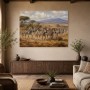 Zebraherde in der Savanne, Leinwand und Kunstdruck