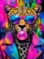 Leopard mit Sonnenbrille als Modernes Wandbild oder Acrylbild