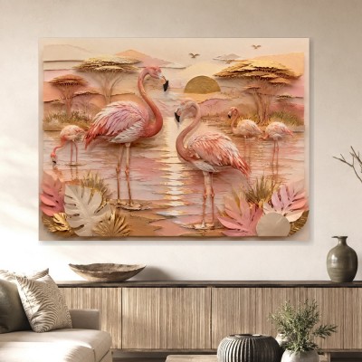 Flamingo Sonnenuntergang als Wandbild oder Kunstdruck