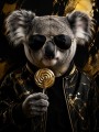 Elegantes Koala Motiv als Poster oder Leinwand mit Goldakzenten