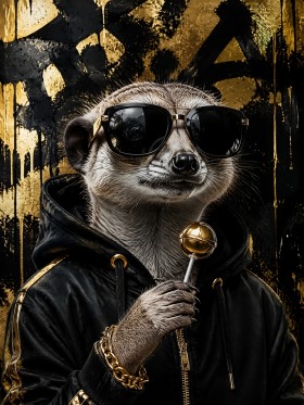 Stylischer Erdmännchen Look als Poster oder Leinwand