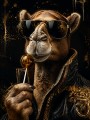 Exotisches Kamel mit Sonnenbrille, Poster oder Leinwand im Luxusstil