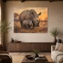 Majestätische Nashörner im Sonnenuntergang, Leinwand und Fine Art Print