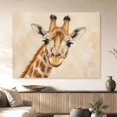 Giraffenporträt als Wandbild oder Kunstdruck mit sanfter Natürlichkeit