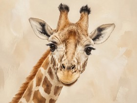 Giraffenporträt als Wandbild oder Kunstdruck mit sanfter Natürlichkeit