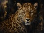 Leopardenporträt als Kunstwerk und Wandbild mit dunkler Eleganz