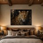 Leopardenporträt als Kunstwerk und Wandbild mit dunkler Eleganz