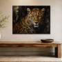 Leopardenporträt als Kunstwerk und Wandbild mit dunkler Eleganz