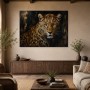 Leopardenporträt als Kunstwerk und Wandbild mit dunkler Eleganz