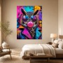 Eule im Neonlook als Wandbild oder Poster