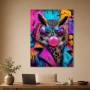 Eule im Neonlook als Wandbild oder Poster