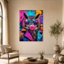 Eule im Neonlook als Wandbild oder Poster