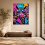 Eule im Neonlook als Wandbild oder Poster