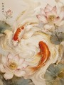 Koi und Lotus als Kunstdruck oder Gallery Print in sanfter Bewegung