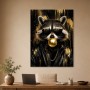 Stylischer Waschbär mit Sonnenbrille, Leinwand oder Poster im Gold-Look