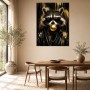 Stylischer Waschbär mit Sonnenbrille, Leinwand oder Poster im Gold-Look