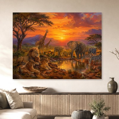 Safari Sonnenuntergang als Leinwand oder Fine Art Print
