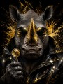 Rhino in Gold: Poster oder Fine Art Print mit urbaner Präsenz