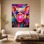 Buntes Schwein mit Sonnenbrille, Pop Art Wandbild oder Poster