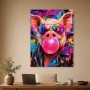 Buntes Schwein mit Sonnenbrille, Pop Art Wandbild oder Poster