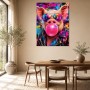 Buntes Schwein mit Sonnenbrille, Pop Art Wandbild oder Poster