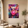 Buntes Schwein mit Sonnenbrille, Pop Art Wandbild oder Poster
