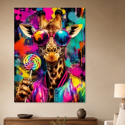 Bunter Giraffen-Style als Modernes Wandbild oder Pop Art Poster
