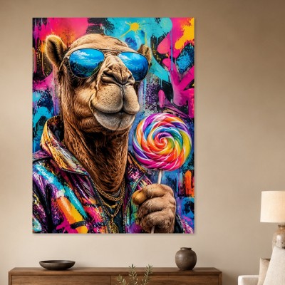 Bunter Kamel-Moment mit Gallery Print oder Poster