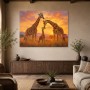 Giraffen im goldenen Licht, Leinwand oder Kunstdruck