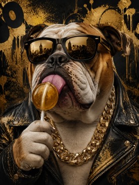 Bulldog im Streetstyle als Poster oder Leinwand Bulldog im Streetstyle als Poster oder Leinwand