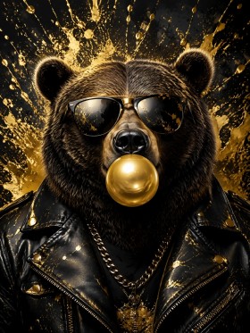 Bär mit Sonnenbrille, Modernes Wandbild oder Luxus Wandbild