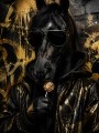 Black Horse mit Sonnenbrille als Leinwand oder Poster