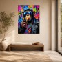 Bunter Schimpanse mit Sonnenbrille, Acrylbild oder Poster