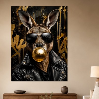 Känguru mit Sonnenbrille als Modernes Wandbild und Leinwandbild