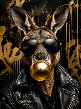 Känguru mit Sonnenbrille als Modernes Wandbild und Leinwandbild