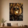 Löwe mit Sonnenbrille, Wandbild oder Poster in Gold und Schwarz
