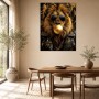 Löwe mit Sonnenbrille, Wandbild oder Poster in Gold und Schwarz