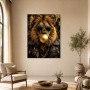 Löwe mit Sonnenbrille, Wandbild oder Poster in Gold und Schwarz