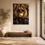 Löwe mit Sonnenbrille, Wandbild oder Poster in Gold und Schwarz