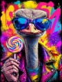 Ostrich mit Sonnenbrille, Pop Art Leinwand oder Poster