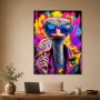 Ostrich mit Sonnenbrille, Pop Art Leinwand oder Poster