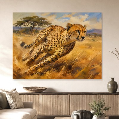 Sprintender Gepard als Leinwandbild oder Acrylbild