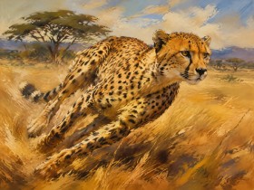 Sprintender Gepard als Leinwandbild oder Acrylbild