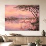 Flamingos im Abendlicht, Kunstdruck oder Leinwandbild