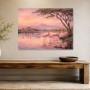 Flamingos im Abendlicht, Kunstdruck oder Leinwandbild