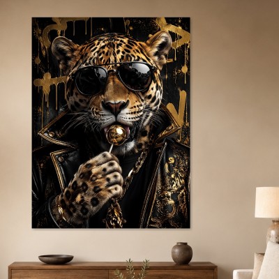 Leopardenporträt als Luxus Wandbild oder Acrylbild