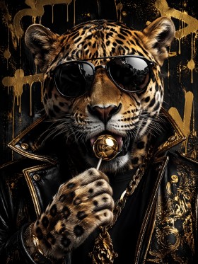 Leopardenporträt als Luxus Wandbild oder Acrylbild
