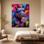 Neonfarbenes Hippo als Pop Art Kunstwerk oder Poster